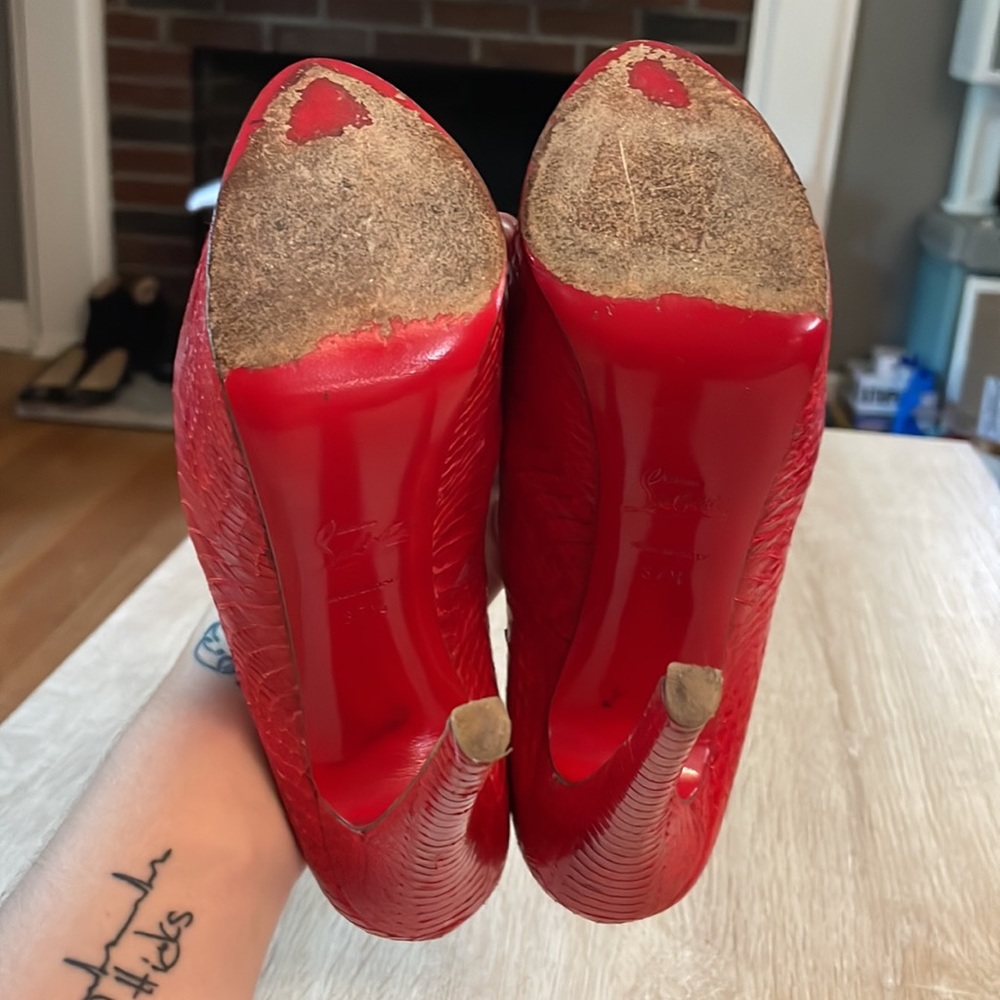 Louboutin Highness 160MM Red Python - 37.5 - Picture 11 of 12